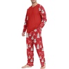 image:imageMens Pajamas Set Shirt and Pants Relaxed Fit Soft Fall Loungewear SleepwearFp Red Snowman