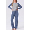 image:imageMens Pajamas Set Shirt and Pants Relaxed Fit Soft Fall Loungewear SleepwearGray Blue