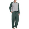image:imageMens Pajamas Set Shirt and Pants Relaxed Fit Soft Fall Loungewear SleepwearGreen