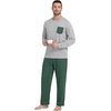 image:imageMens Pajamas Set Shirt and Pants Relaxed Fit Soft Fall Loungewear SleepwearGreen Light Gray