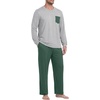 image:imageMens Pajamas Set Shirt and Pants Relaxed Fit Soft Fall Loungewear SleepwearGreen Light Gray