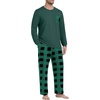 image:imageMens Pajamas Set Shirt and Pants Relaxed Fit Soft Fall Loungewear SleepwearGreen Plaid