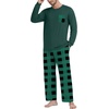image:imageMens Pajamas Set Shirt and Pants Relaxed Fit Soft Fall Loungewear SleepwearGreen Plaid