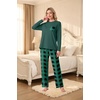 image:imageMens Pajamas Set Shirt and Pants Relaxed Fit Soft Fall Loungewear SleepwearGreen Plaid