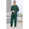 image:imageMens Pajamas Set Shirt and Pants Relaxed Fit Soft Fall Loungewear SleepwearGreen Plaid