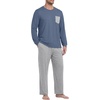 image:imageMens Pajamas Set Shirt and Pants Relaxed Fit Soft Fall Loungewear SleepwearLight Gray Gray Blue