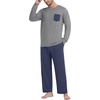 image:imageMens Pajamas Set Shirt and Pants Relaxed Fit Soft Fall Loungewear SleepwearNavy Blue Dark Gray