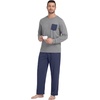 image:imageMens Pajamas Set Shirt and Pants Relaxed Fit Soft Fall Loungewear SleepwearNavy Blue Dark Gray
