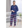 image:imageMens Pajamas Set Shirt and Pants Relaxed Fit Soft Fall Loungewear SleepwearNavy Blue Elk