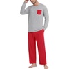 image:imageMens Pajamas Set Shirt and Pants Relaxed Fit Soft Fall Loungewear SleepwearRed Light Gray