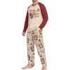 image:imageMens Pajamas Set Shirt and Pants Relaxed Fit Soft Fall Loungewear SleepwearSanta Claus Stamps