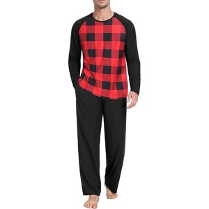 image:imageMens Pajamas Set Shirt and Pants Relaxed Fit Soft Fall Loungewear Sleepwear0black Red Plaid
