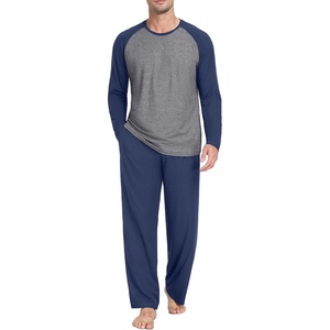 image:imageMens Pajamas Set Shirt and Pants Relaxed Fit Soft Fall Loungewear Sleepwear0navy Blue
