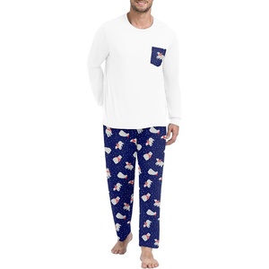 image:imageMens Pajamas Set Shirt and Pants Relaxed Fit Soft Fall Loungewear SleepwearBlue Polar Bear