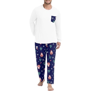 image:imageMens Pajamas Set Shirt and Pants Relaxed Fit Soft Fall Loungewear SleepwearBlue Santa