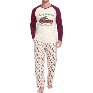 image:imageMens Pajamas Set Shirt and Pants Relaxed Fit Soft Fall Loungewear SleepwearCar Christmas Tree