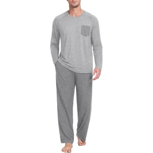 image:imageMens Pajamas Set Shirt and Pants Relaxed Fit Soft Fall Loungewear SleepwearDark Gray Light Gray