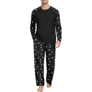 image:imageMens Pajamas Set Shirt and Pants Relaxed Fit Soft Fall Loungewear SleepwearFp Black Star Moon