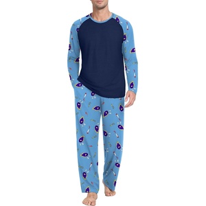 image:imageMens Pajamas Set Shirt and Pants Relaxed Fit Soft Fall Loungewear SleepwearFp Blue Sea Fish