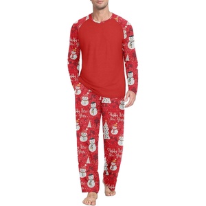 image:imageMens Pajamas Set Shirt and Pants Relaxed Fit Soft Fall Loungewear SleepwearFp Red Snowman