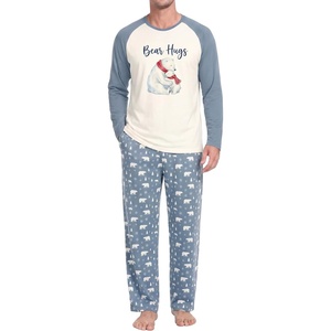 image:imageMens Pajamas Set Shirt and Pants Relaxed Fit Soft Fall Loungewear SleepwearPolar Bear Family