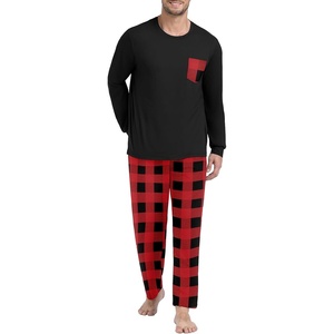 image:imageMens Pajamas Set Shirt and Pants Relaxed Fit Soft Fall Loungewear SleepwearRed Plaid