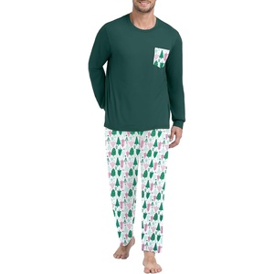 image:imageMens Pajamas Set Shirt and Pants Relaxed Fit Soft Fall Loungewear SleepwearWhite Pine Tree
