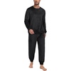 image:imagePrinStory Mens Pajamas Set Fleece Pjs Long Sleeve Soft Sleepwear S2XLBlack