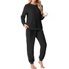 image:imagePrinStory Mens Pajamas Set Fleece Pjs Long Sleeve Soft Sleepwear S2XLBlack