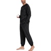 image:imagePrinStory Mens Pajamas Set Fleece Pjs Long Sleeve Soft Sleepwear S2XLBlack