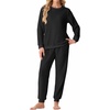 image:imagePrinStory Mens Pajamas Set Fleece Pjs Long Sleeve Soft Sleepwear S2XLBlack