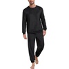 image:imagePrinStory Mens Pajamas Set Fleece Pjs Long Sleeve Soft Sleepwear S2XLBlack