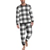 image:imagePrinStory Mens Pajamas Set Fleece Pjs Long Sleeve Soft Sleepwear S2XLBlack White Plaid
