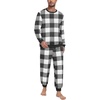image:imagePrinStory Mens Pajamas Set Fleece Pjs Long Sleeve Soft Sleepwear S2XLBlack White Plaid