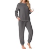 image:imagePrinStory Mens Pajamas Set Fleece Pjs Long Sleeve Soft Sleepwear S2XLDark Gray
