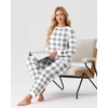 image:imagePrinStory Mens Pajamas Set Fleece Pjs Long Sleeve Soft Sleepwear S2XLGray Small Plaid