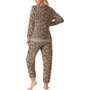image:imagePrinStory Mens Pajamas Set Fleece Pjs Long Sleeve Soft Sleepwear S2XLLeopard Print