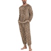 image:imagePrinStory Mens Pajamas Set Fleece Pjs Long Sleeve Soft Sleepwear S2XLLeopard Print