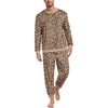 image:imagePrinStory Mens Pajamas Set Fleece Pjs Long Sleeve Soft Sleepwear S2XLLeopard Print