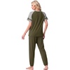 image:imagePrinStory Womens Pajama Sets Raglan Short Sleeve Top and Jogger Pants PjsArmy Green