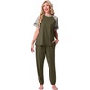 image:imagePrinStory Womens Pajama Sets Raglan Short Sleeve Top and Jogger Pants PjsArmy Green