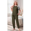 image:imagePrinStory Womens Pajama Sets Raglan Short Sleeve Top and Jogger Pants PjsArmy Green