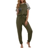 image:imagePrinStory Womens Pajama Sets Raglan Short Sleeve Top and Jogger Pants PjsArmy Green