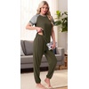 image:imagePrinStory Womens Pajama Sets Raglan Short Sleeve Top and Jogger Pants PjsArmy Green