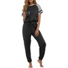 image:imagePrinStory Womens Pajama Sets Raglan Short Sleeve Top and Jogger Pants PjsBlack