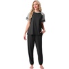 image:imagePrinStory Womens Pajama Sets Raglan Short Sleeve Top and Jogger Pants PjsBlack