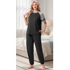 image:imagePrinStory Womens Pajama Sets Raglan Short Sleeve Top and Jogger Pants PjsBlack