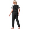 image:imagePrinStory Womens Pajama Sets Raglan Short Sleeve Top and Jogger Pants PjsBlack