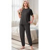 image:imagePrinStory Womens Pajama Sets Raglan Short Sleeve Top and Jogger Pants PjsDark Gray