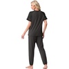 image:imagePrinStory Womens Pajama Sets Raglan Short Sleeve Top and Jogger Pants PjsDark Gray